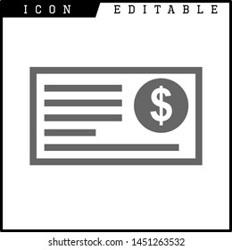 Money check vector icon, invoice symbol. Modern, simple flat vector illustration for web site or mobile app