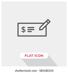 Icono vectorial de cheque de dinero, símbolo de factura. Ilustración vectorial plana moderna y simple para sitio web o aplicación móvil