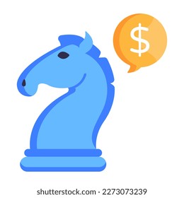 Money with chess piece denoting concept of financial strategy 