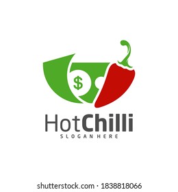 Money Chili logo design vector template, Red Chili Illustration, Symbol Icon
