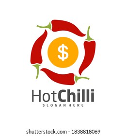 Money Chili logo design vector template, Red Chili Illustration, Symbol Icon