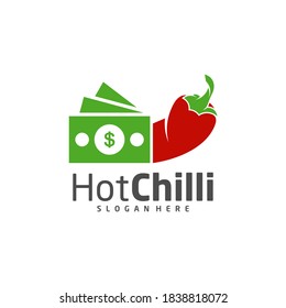 Money Chili logo design vector template, Red Chili Illustration, Symbol Icon