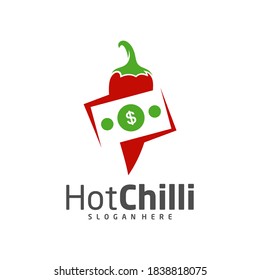 Money Chili logo design vector template, Red Chili Illustration, Symbol Icon