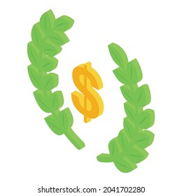 Icono de elección de dinero vector isométrico. Autorealización. Mano del futuro
