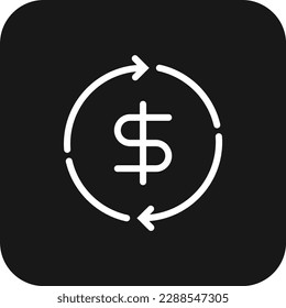 Money circulation Business icon with black filled line style. money, finance, dollar, investment, payment, banking, deposit. Vector illustration