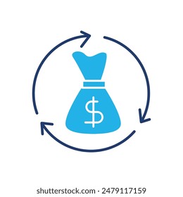 diseño de Vector de ícono de color de circulación de dinero bueno para Web o App móvil