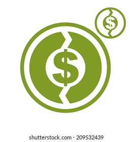 Money circulation exchange economy concept vector simple single color icon isolated on white background, includes invert version for you to choose.