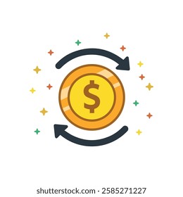 Money circulation icon, colored logo illustration