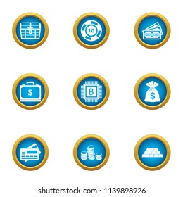 Money circulation icons set. Flat set of 9 money circulation vector icons for web isolated on white background