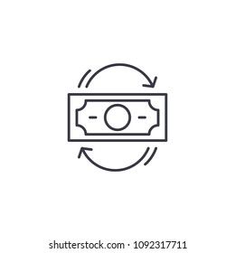 Money circulation linear icon concept. Money circulation line vector sign, symbol, illustration.