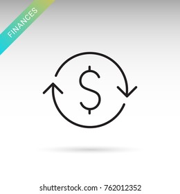 Money circulation thin line isolated vector simple icon