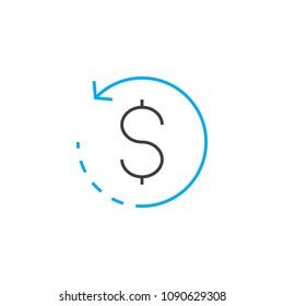 Money circulation vector thin line stroke icon. Money circulation outline illustration, linear sign, symbol concept.