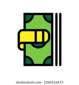 Money clip icon line isolated on white background. Black flat thin icon on modern outline style. Linear symbol and editable stroke. Simple and pixel perfect stroke vector illustration