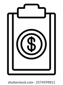 money clipboard business icon line isolated