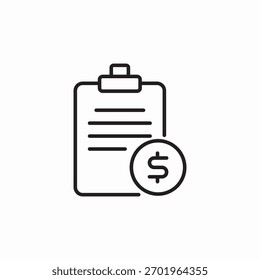 Vector de signo de icono de Portapapeles de dinero