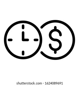 Money clock icon. Outline money clock vector icon for web design isolated on white background
