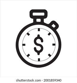 money clock Icon in trendy outline style isolated on white background. 
business symbol for your web site design, logo, app, UI.
 Vector illustration.editable vector.