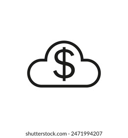 Money cloud with dollar symbol. Vector icon. Illustration on a white background.