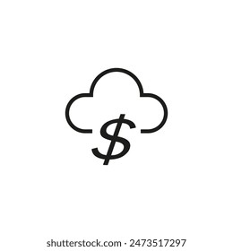 Money cloud with dollar symbol. Vector icon. Illustration on a white background.