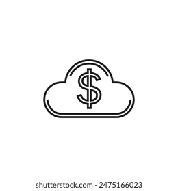 Money cloud with dollar symbol. Vector icon. Illustration on a white background.