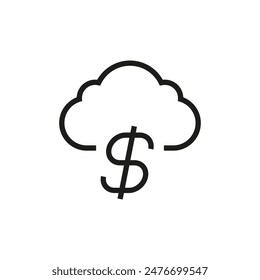 Money cloud with dollar symbol. Vector icon. Illustration on a white background.