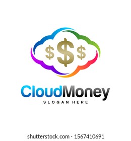 Money Cloud Logo Design Vector concept. Cloud Money Logo Template. Icon Symbol. Illustration