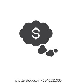 Money cloud vector icon. filled flat sign for mobile concept and web design. Think about money glyph icon. Symbol, logo illustration. Vector graphics