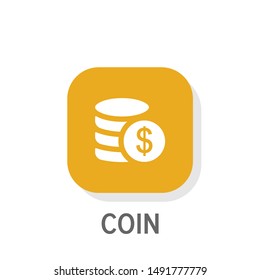 Money or coin app icon button for user interface or web