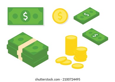 Money coin bank vector top view and Isometic 