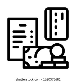Money Coin Card Icon Vector. Outline Money Coin Card Sign. Isolated Contour Symbol Illustration