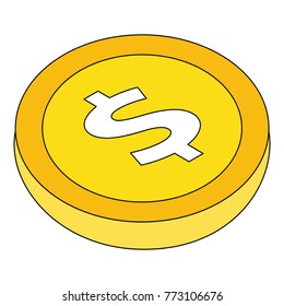 money coin currency dollar icon isometric