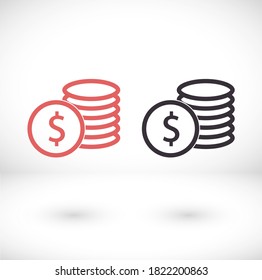 Diseño de vectores de moneda metálica en dólares 10 EPS