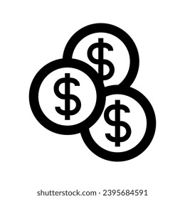 Money coin with dollar sign, illustration of business and finance icon vector