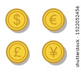 Money coin gold dollar pound euro yen in flat vector sybol illustration