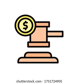 money coin hammer icon. Simple color with outline vector elements of bankruptcy icons for ui and ux, website or mobile application
