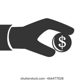money coin hand, isolated flat icon design