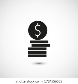Money coin icon. Dollar vector icon, coin isolated on background. Illustration money coin for mobile apps. Pictogram