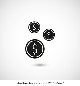 Icono de moneda. Icono del vector del dólar, moneda aislada en segundo plano. Moneda de la ilustración para aplicaciones móviles. Pictograma