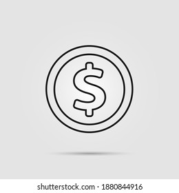 Money coin icon. Dollar vector icon, coin isolated on background. Illustration money coin for mobile apps. Pictogram