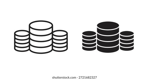 Icono de moneda de dinero plano y delgado paquete de Vector de carrera. Conjunto de iconos editables