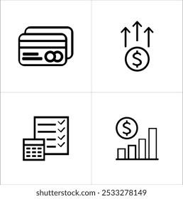 Money and coin icon set in ios7 style. Vector illustration.
