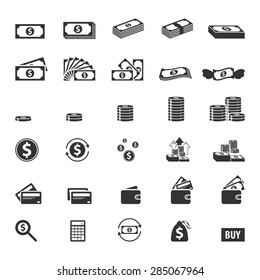 Money and coin icon set,Vector EPS10.