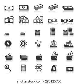 Money and coin icon set,Vector EPS10.