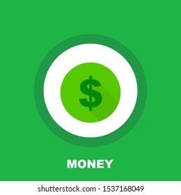 Money coin icon, money sign symbol in flat style