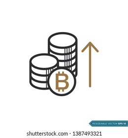 Money Coin Icon Vector Template. Bitcoin Crypto Currency Flat Design
