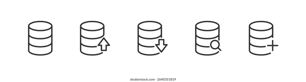 Money and coin icons showing growth, loss and financial processes. Outline vector collection for finance, banking and currency use set.