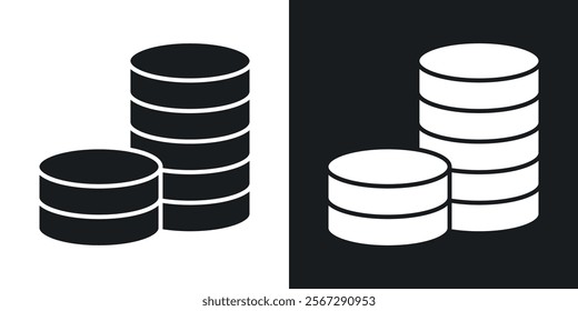 Money coin icons in solid black and white colors