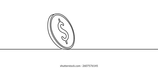 Money coin line drawn. Dollar coin hand drawn sketch style icon. Finance success doodle drawn concept. Vector illustration.