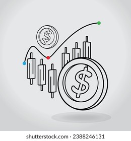 El concepto de ahorro y comercio de monedas. Divide el efectivo y las monedas en euros con el concepto de inversión de las empresas financieras
