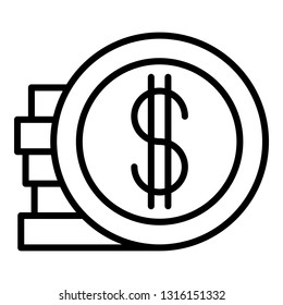 Money coin stack icon. Outline money coin stack vector icon for web design isolated on white background